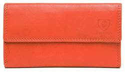 J. Wilson London Damen RFID Safe Designer Leder Geldbörse Karte Frauen Geldbörse Reißverschluss Tasche Boxed, Royal Orange, M, Zeitgenössisch von J. Wilson London