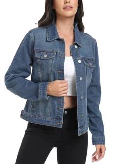 J.Corinne Jeansjacke Damen, Vintage-Jeansjacken mit Nähten, reguläre Passform im Trucker-Stil, Lange Ärmel mit Tasche, Vielseitige Jeansjacken für Damen Blau L von J.Corrine