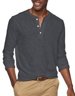 J.Crew Mercantile Herren Long-Sleeve Cotton Slub Henley Shirt, Blassschwarz, Groß von J.Crew Mercantile