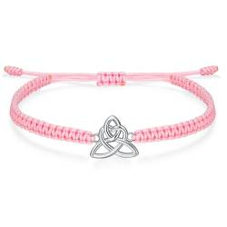 J.Endéar Armband Keltischer Knoten für Junges Mädchen, Silber 925 Schmuck Amulett für Teenager, Glücksschnur Rosa Armband Handgefertigt für Frauen von J.Endéar