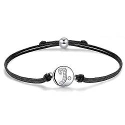 J.Endéar Armband mit Sternzeichen Steinbock zum Geburtstag, Silber 925 Handgemachte Kordel Filigran 24cm Verstellbares Armband Glückshoroskop Geburtstagsgeschenk für Mädchen Kinder Damen von J.Endéar