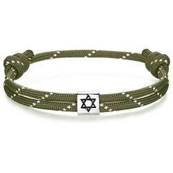 J.Endéar Davidstern Nautisches Armband Silber 925 | Handgefertigtes Segeltau Paracord Surfer Armband | Herren Damen Jungen Jüdischer Schmuck Schutz Amulett Spirituelles Geschenk, Grün von J.Endéar