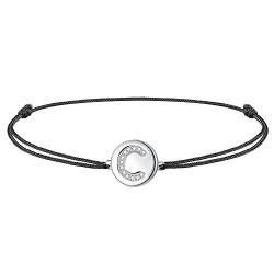 J.Endéar Frauen Mädchen Fußkettchen Buchstabe C Silber 925 Filigran Cord Sommer Strand Schmuck Geschenk 34cm Einstellbar Handgefertigt von J.Endéar