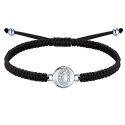 J.Endéar Handgemachtes Armband Buchstabe O Silber 925 für Damen Mädchen, Geflochtenes filigranes verstellbares Armband Frauen, Geburtstagsschmuck Kommuniongeschenk von J.Endéar