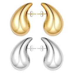Dupes Gold Ohrringe Hoop Earrings for Women Goldene Damen Ohrringe Creolen 585 Vergoldete Chunky Modeschmuck Dupes Earrings von J.Fée