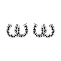 J.MUEN Mädchen Hufeisen Ohrstecker 925 Sterling Silber Ohrringe Schmuck Ohrstecker für Kinder Damen Mädchen von J.MUEN