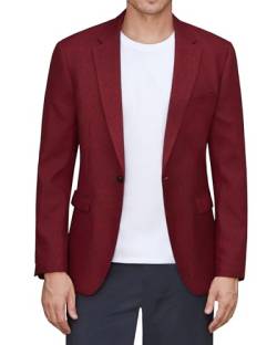 J.VER Herren Casual Blazer Sport Mantel One Button Business Stilvolle Anzug Jacke, Weinrot, 46 von J.VER