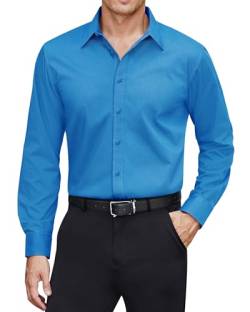 J.VER Herren Hemd Blau Wasserdichtes Bügelfrei Langarmshirt Männer Freizeit Hemden Regular Fit Unifarben Oberhemden,Türkis,3XL von J.VER