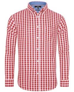 J.VER Kariertes Herren Hemd Rot Faltenfrei Freizeithemd Business Hemden Herren Regular Fit Trachtenhemd mit Brusttaschen,Rot Weiß,3XL von J.VER