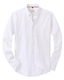 J.VER Oxford Herren Hemd Regular Fit Hemd Langarm Bügelleicht Casual Hemd aus Oxford Button Down Hemd Freizeithemd mit Tasche,Weiß,5XL von J.VER