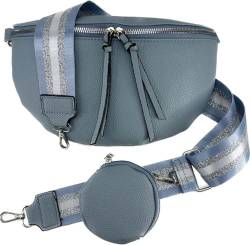Crossbody Tasche mit Taschegurt Gürteltasche Hüfttasche Bauchtasche Umhängetasche Unisex Kunstleder (Blau, Groß) von J26