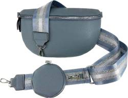 Crossbody Tasche mit Taschegurt Gürteltasche Hüfttasche Bauchtasche Umhängetasche Unisex Kunstleder (Blau, Klein) von J26