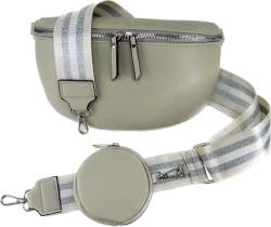 Crossbody Tasche mit Taschegurt Gürteltasche Hüfttasche Bauchtasche Umhängetasche Unisex Kunstleder (Hellbeige, Klein) von J26