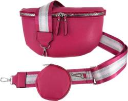Crossbody Tasche mit Taschegurt Gürteltasche Hüfttasche Bauchtasche Umhängetasche Unisex Kunstleder (Pink, Klein) von J26