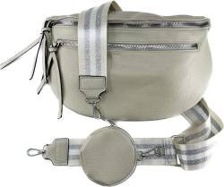 Crossbody Tasche mit Taschegurt Gürteltasche Hüfttasche Bauchtasche Umhängetasche Unisex Kunstleder mit Doppelten Reißverschluss (Beige) von J26