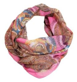 J26 Paisley Blume Rose Seide Glitzer Gold Sommer Frühling Loop Verlauf Regenbogen Rainbow Silk Uni Rundschal Schlauchschal Stola Schal leicht (Glitzer#2 Pink) von J26