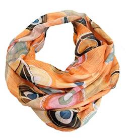 J26 Paisley Blume Rose Seide Glitzer Gold Sommer Frühling Loop Verlauf Regenbogen Rainbow Silk Uni Rundschal Schlauchschal Stola Schal leicht (Kreis Glitzer Orange) von J26