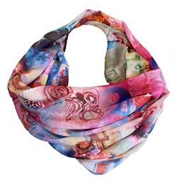 J26 Paisley Blume Rose Seide Sommer Frühling Loop Verlauf Regenbogen Rainbow Silk Uni Rundschal Schlauchschal Stola Schal leicht (Rosen Pink) von J26