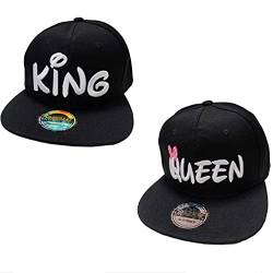 J26 Prince & Princess Brother & Sister Snapback Kinder Kids Set USA Cap Kappe Basecap Mütze Trucker Cappy Kult Partner Look Geschwister (King & Queen Schwarz Set) von J26