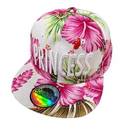 J26 Prince & Princess Brother & Sister Snapback Kinder Kids Set USA Cap Kappe Basecap Mütze Trucker Cappy Kult Partner Look Geschwister (Princess Blume Weiß), Einheitsgröße von J26