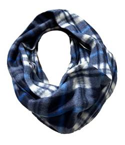 J26 TARTAN WARMER WINTER LOOP SCHAL KARO SCHLAUCHSCHAL RUNDSCHAL FLAUSCHIG GLENCHECK NEU (Blau Weiß) von J26