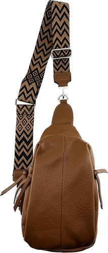 J26 Umhängetasche Clutch Crossbody Tasche mit Taschegurt Gürteltasche Kunstleder (Braun) von J26