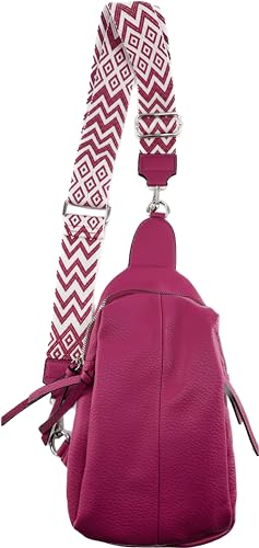 J26 Umhängetasche Clutch Crossbody Tasche mit Taschegurt Gürteltasche Kunstleder (Pink) von J26