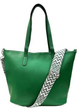 J26 Umhängetasche Damen Tasche mit Taschegurt Shopper Henkeltasche Kunstleder (Grün) von J26