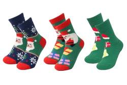 J26 Weihnachtssocken Winter Erwachsene & Kinder Größen Kuschelsocken Weihnachten Socken für Damen und Herren lustige Geschenke 3er Pack (DE/NL/SE/PL, Numerisch, 25, 30, Regular, Regular, Model B) von J26
