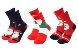 J26 Weihnachtssocken Winter Erwachsene & Kinder Größen Kuschelsocken Weihnachten Socken für Damen und Herren lustige Geschenke 3er Pack (DE/NL/SE/PL, Numerisch, 25, 30, Regular, Regular, Model A) von J26