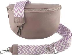 Leder Tasche mit Taschegurt Gürteltasche Crossbody Hüfttasche Bauchtasche Umhängetasche Unisex (Hell Lila groß) von J26