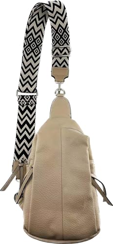 Umhängetasche Clutch Crossbody Tasche mit Taschegurt Gürteltasche Kunstleder (Beige) von J26