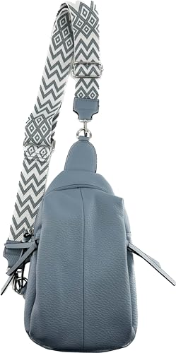 Umhängetasche Clutch Crossbody Tasche mit Taschegurt Gürteltasche Kunstleder (Hellblau) von J26