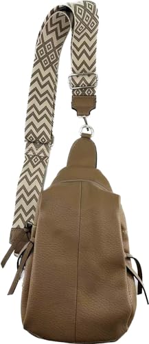 Umhängetasche Clutch Crossbody Tasche mit Taschegurt Gürteltasche Kunstleder (Khaki) von J26