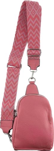 Umhängetasche Clutch Crossbody Tasche mit Taschegurt Gürteltasche Kunstleder (Pink) von J26