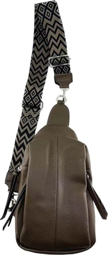 Umhängetasche Clutch Crossbody Tasche mit Taschegurt Gürteltasche Kunstleder (Schoko) von J26