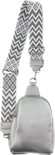 Umhängetasche Clutch Crossbody Tasche mit Taschegurt Gürteltasche Kunstleder (Silver) von J26