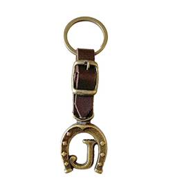 JA Horse Schlüsselanhänger Leder Kupfer Hufeisen Pferd Reiter Brief A-Z Made in Europe (J) von JA Horse