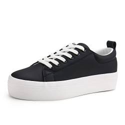 JABASIC Plattform Sneakers Damen Komfortable Casual Sneaker Walkingschuhe (36,Schwarz) von JABASIC