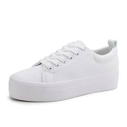 JABASIC Plattform Sneakers Damen Komfortable Casual Sneaker Walkingschuhe (37,Weiß) von JABASIC