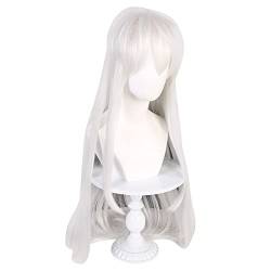 Cosplay Perücke Damen langes glattes Haar Silber Weiß Anime Styling Mode Persönlichkeit Perücke von JABSY