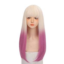 Damen-Perücke, Cosplay, Farbverlauf, langes glattes Haar, ganzes Oberteil, 60 cm, süße kühle Wind-Perücke (Color : 2, Size : 60 cm) von JABSY
