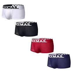 Jockmail Sexy Herren-Boxershorts, Netzstoff, atmungsaktiv, 4er-Pack, Schwarz, Weiß, Rot, Marineblau, XL von JACK CLAUDE