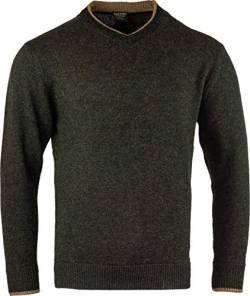 JACK PYKE Ashcombe - Pullover mit V-Ausschnitt - 100% Lammwolle - Dunkeloliv - L von JACK PYKE