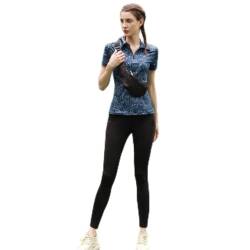 JACK SMITH Damen Kurzarm Poloshirt Basic Sport Shirt mit Reißverschluss Dunkelblau XL von JACK SMITH