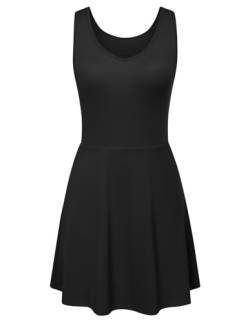 JACK SMITH Damen Rundhalsausschnitt Ärmellos Hohe Taille Laufkleid Sommer Rückenfrei Yoga-Kleidung Schwarz 2XL von JACK SMITH