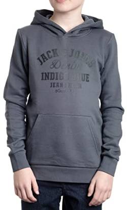 JACK & JONES JUNIOR Kids Jungen Hoodie JJELOGO Sweat Hood Kapuzenpullover, Dark Slate 176 von JACK&JONES JUNIOR