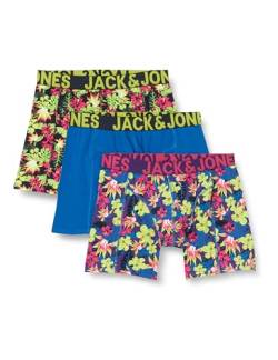 JACK&JONES PLUS Herren JACHIBISCUS Trunks 3 Pack PLS Boxershorts, Navy Blazer/Pack:Lime Popcicle-Pink Yarrow, XXXL von JACK&JONES PLUS