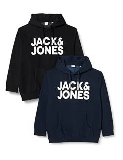 JACK&JONES PLUS Herren JJECORP Logo Sweat Hood 2MP PS Kapuzenpullover, 2er Pack, Black/Navy, 4XL von JACK&JONES PLUS