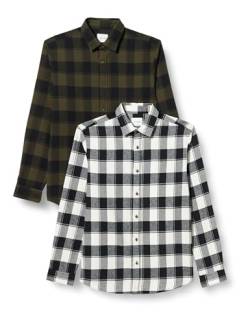 JACK&JONES PLUS Herren JJPLAIN Fall Buffalo Shirt LS 2MP PLS Hemd, Forest Night/Pack:Cloud Dancer, 3XL Größen von JACK&JONES PLUS